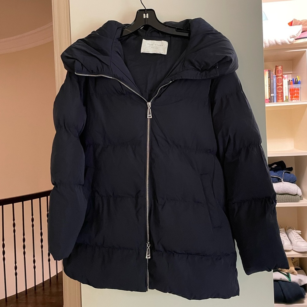 Zara Navy Puffer Jacket
